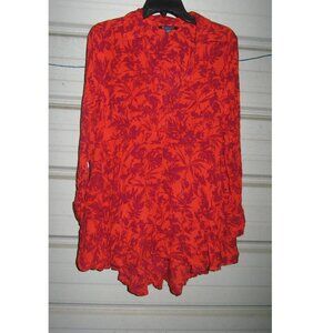 Plus Size 22 Womens 2X/3X Roamans Tropical tunic top shirt orange red